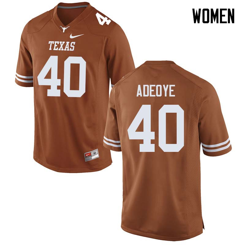 Women #40 Ayodele Adeoye Texas Longhorns College Football Jerseys Sale-Orange